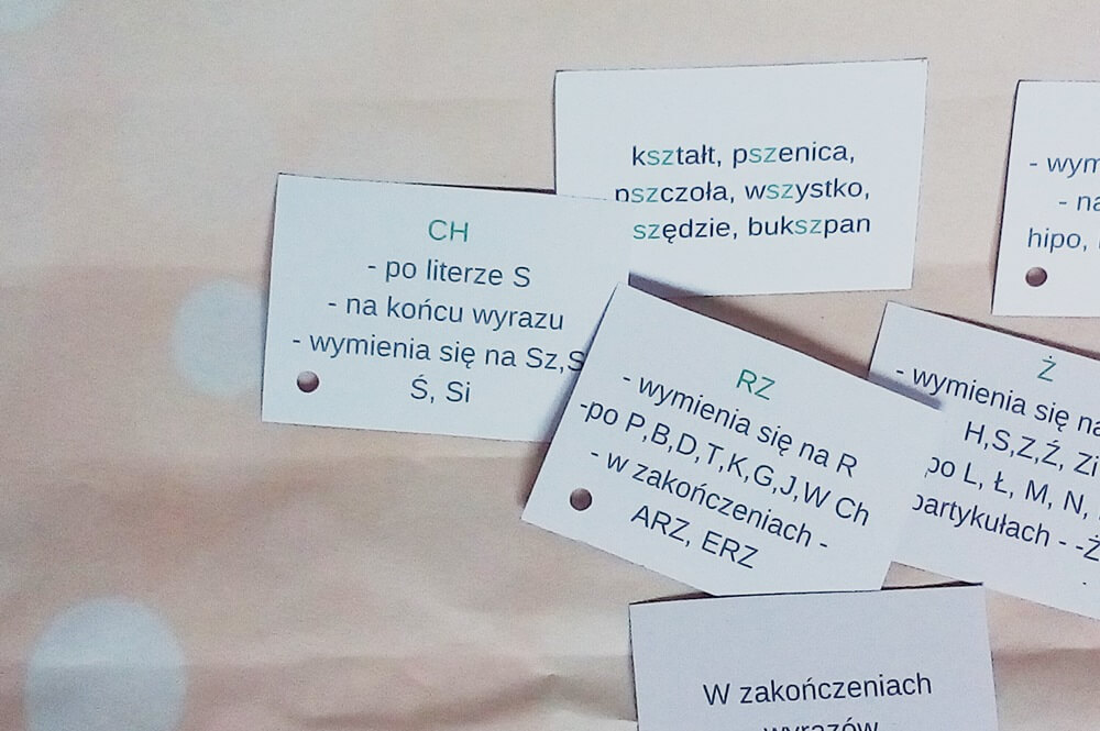 ortograficzne fiszki dla dzieci