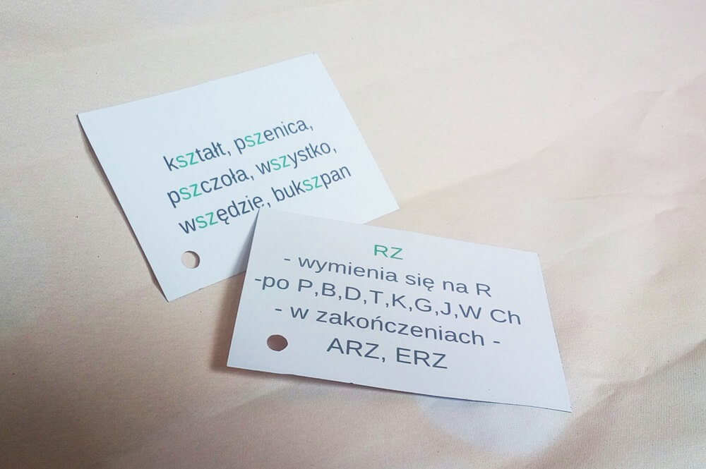 ortograficzne fiszki dla dzieci